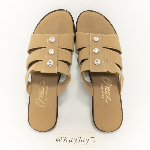 Onex Beige Wedge 3 Stone Sandal - Picture 6 of 8